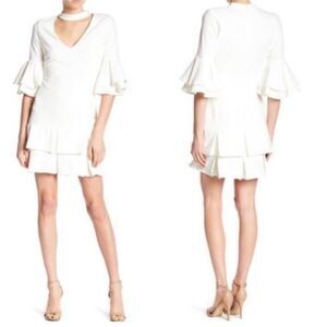 Alexia Admor Cream Choker Neck Flutter Sleeve Dress Size 10 New With Tags